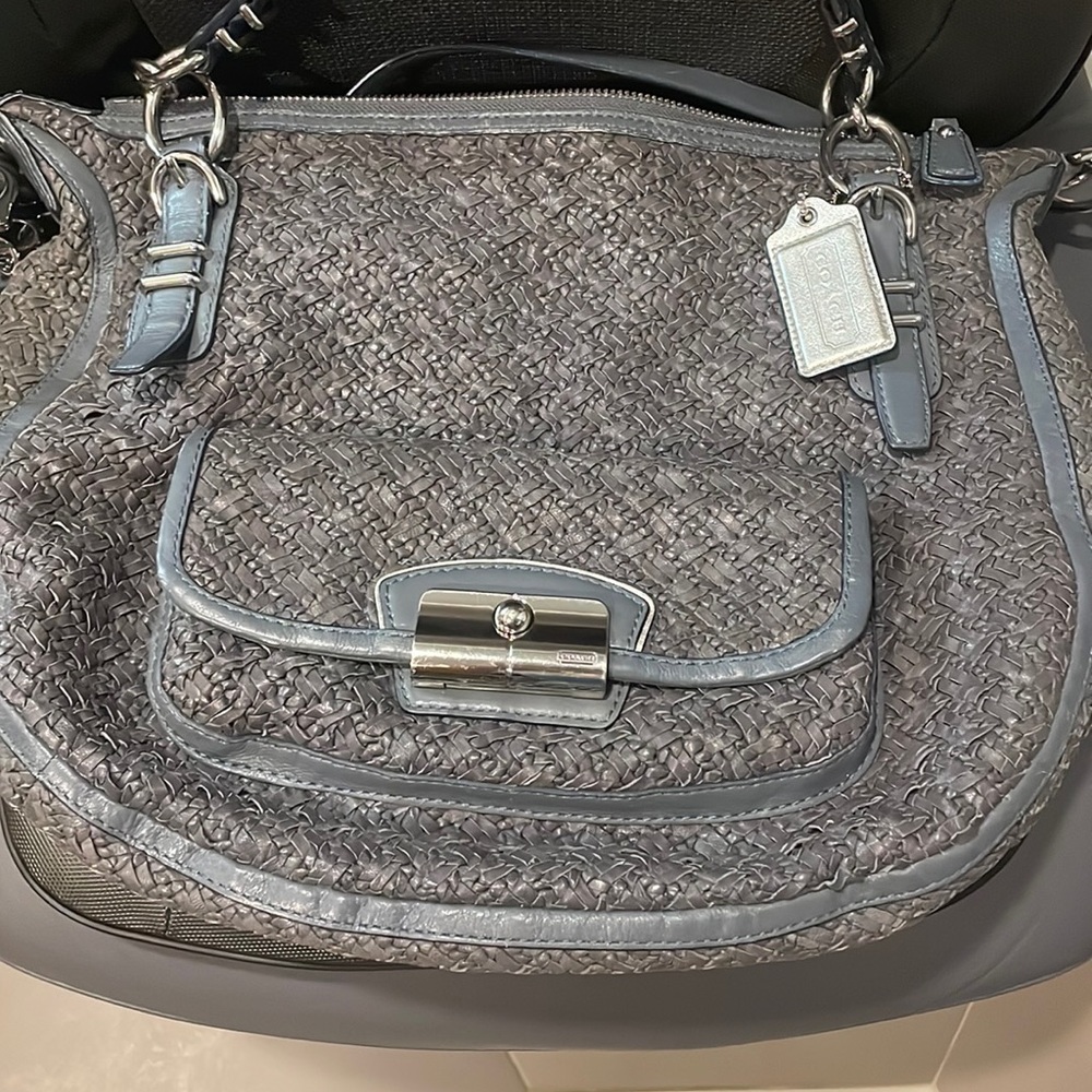 Coach Kristin Pinnacle Woven Laila Silver Satchel Hobo Handbag